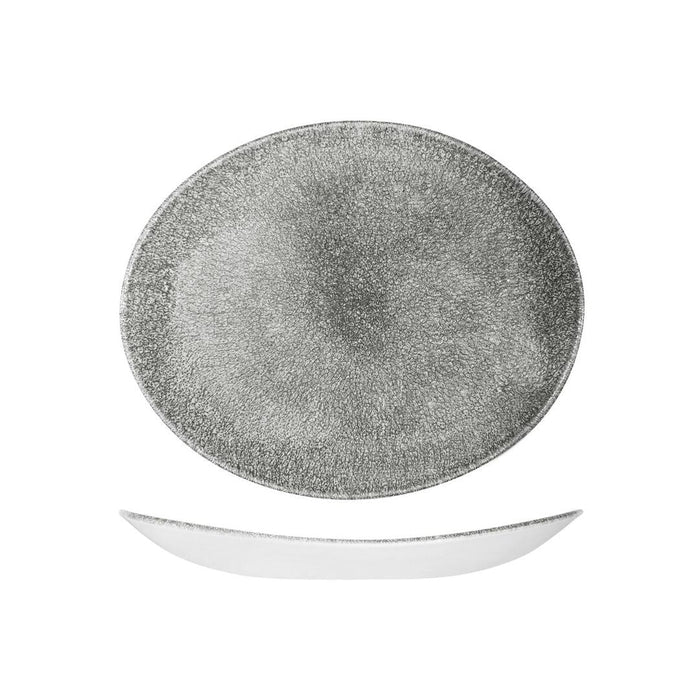 Churchill STUDIO PRINTS RAKU OVAL COUPE PLATE-270x229mm QUARTZ BLACK (x12)