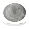 Churchill STUDIO PRINTS RAKU OVAL COUPE PLATE-317x255mm QUARTZ BLACK (x12)
