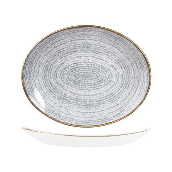 Churchill STUDIO PRINTS HOMESPUN OVAL COUPE PLATE-317x255mm STONE GREY (x12)