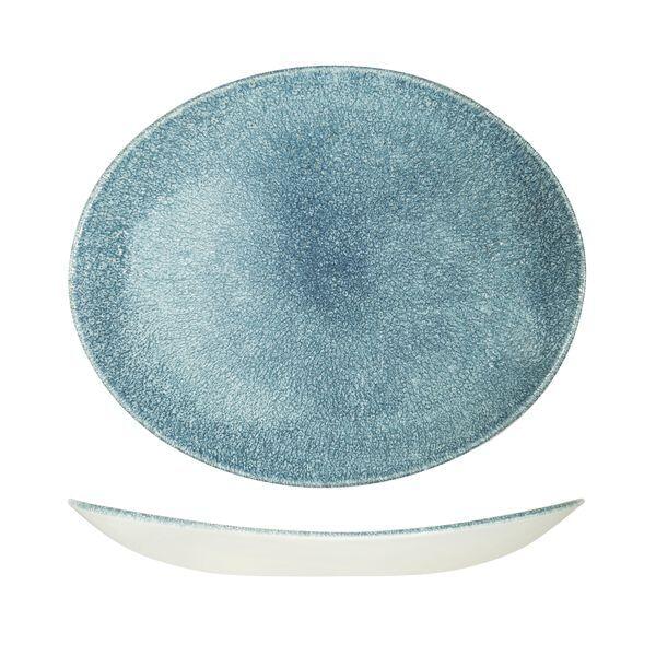 Churchill STUDIO PRINTS RAKU OVAL COUPE PLATE-317x255mm TOPAZ BLUE (x12)