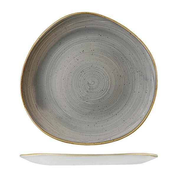 Churchill STONECAST TRACE ORGANIC ROUND PLATE-286mm Ø PEPPERCORN GREY (x12)