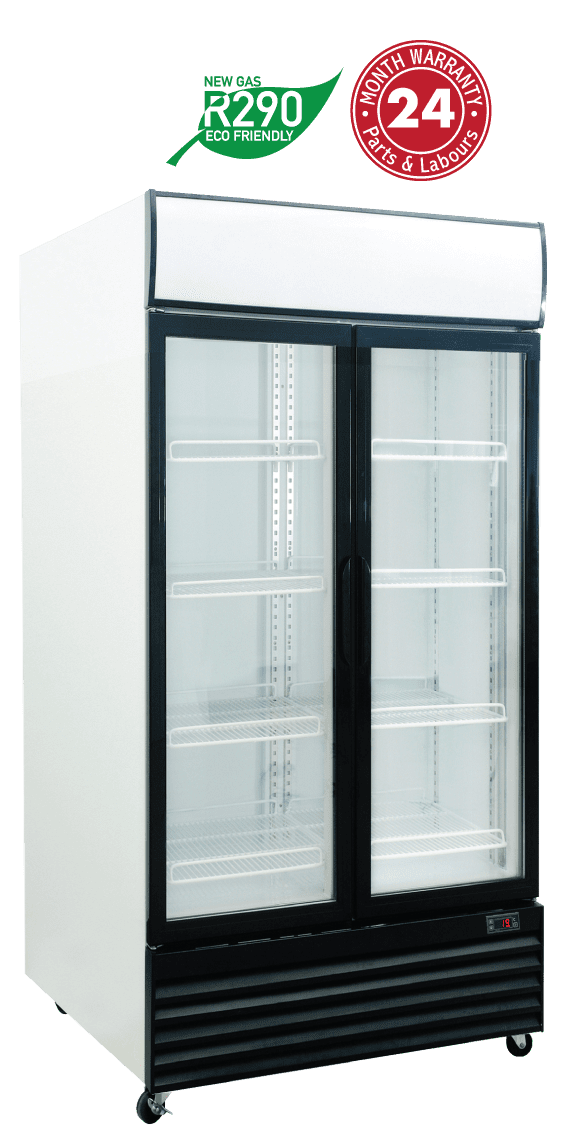 Exquisite DC1000P Two Glass Doors Upright Display Refrigerators