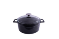 Lava GLAZE CASSEROLE-ROUND | GLASS LID | 4.5lt | 240mm Ø BLACK (Each)