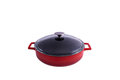 Lava GLAZE CASSEROLE-ROUND | LOW | GLASS LID|  3.4lt | 280mm Ø RED (Each)
