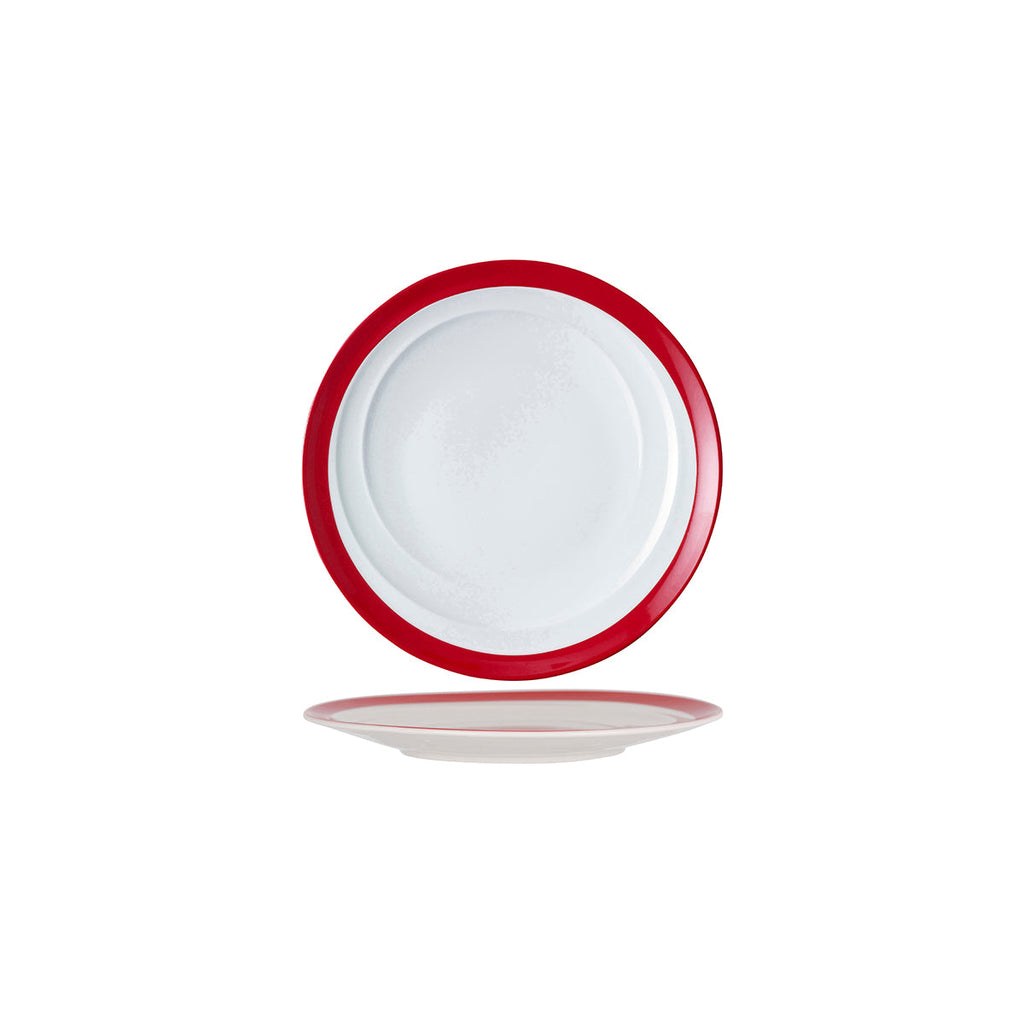 Royal Porcelain MAXADURA RESONATE-ROUND PLATE COUPE 230mm RED INNER BAND EA