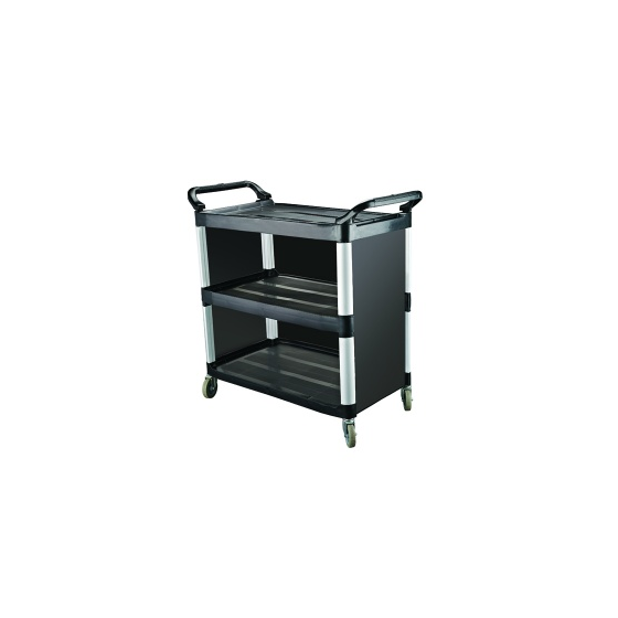 Caterax TROLLEYS UTILITY TROLLEY-3 SHELF | CLOSED SIDES | 845x430x950mm BLACK (Each )