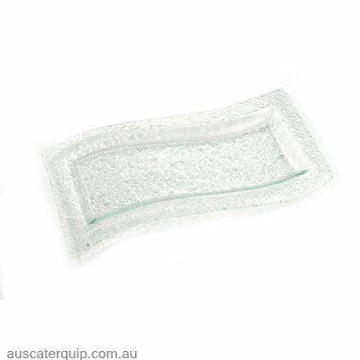 Han WAVY RECTANGLE PLATE W/RIM 400X180mm CLEAR-Auscaterquip