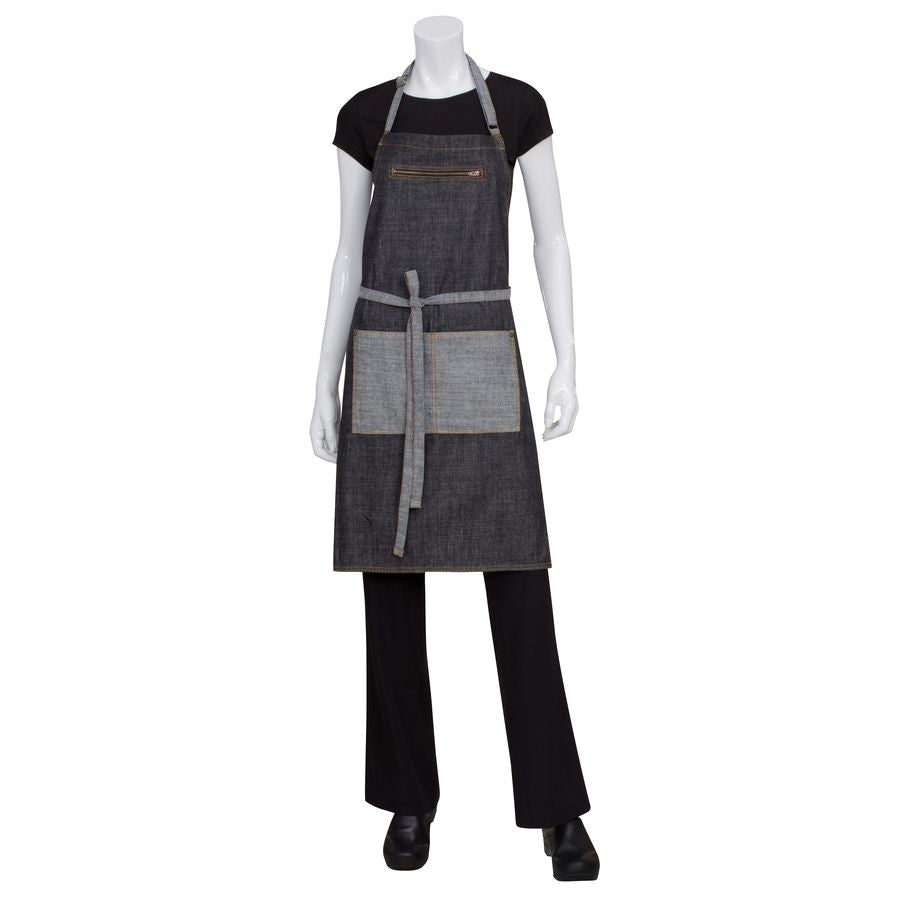 Manhattan Black Denim Bib Apron-Auscaterquip