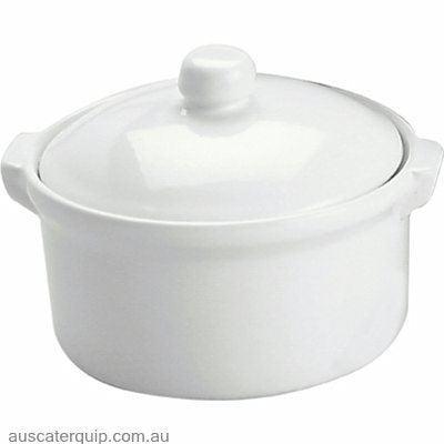 Vitroceram CASSEROLE-ROUND WITH COVER 2.0lt WHITE "VITROCERAM"-Auscaterquip