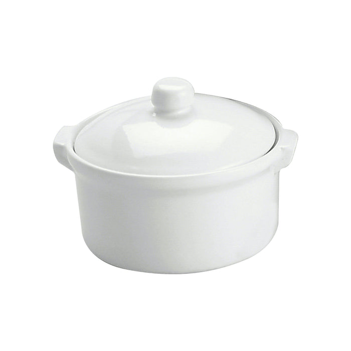 Vitroceram CASSEROLE-ROUND WITH COVER 1.0lt WHITE "VITROCERAM"-Auscaterquip