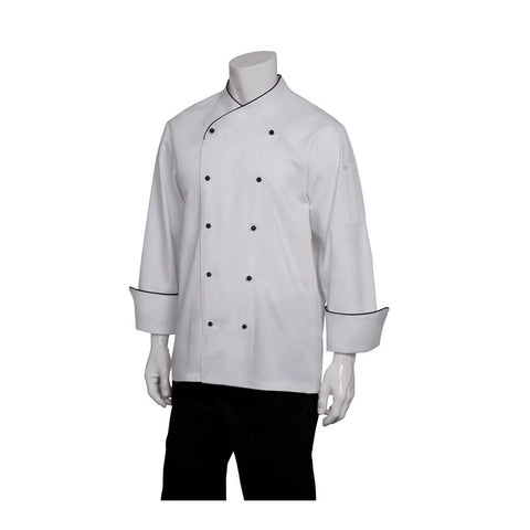 Champagne Executive Chef Jacket w/ Black Piping