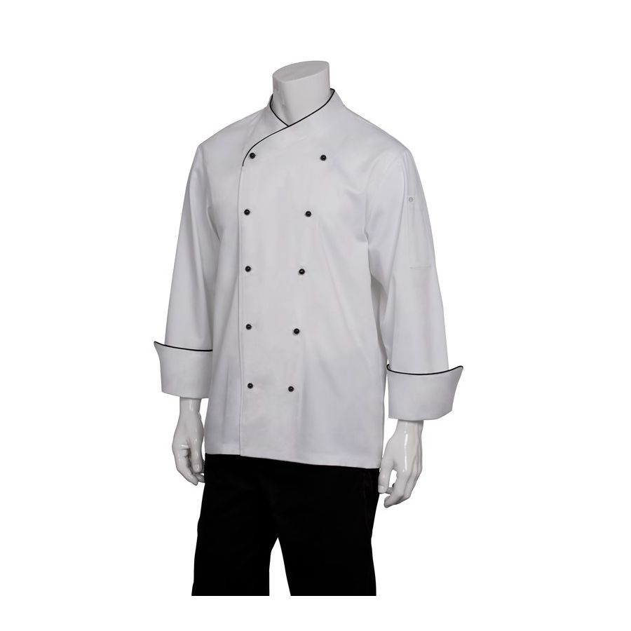 Champagne Executive Chef Jacket w/ Black Piping-Auscaterquip