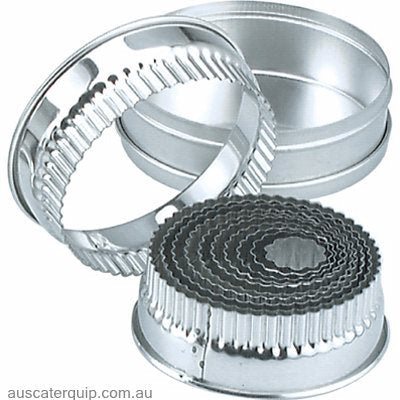 Chef Inox CUTTER SET-18/8 SMALLROUND CRINKLED 11pc SIZE:25-95mm-Auscaterquip