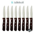 Tablekraft 8PC STEAK KNIFE JUMBO PAKKAWOOD RND TIP Set