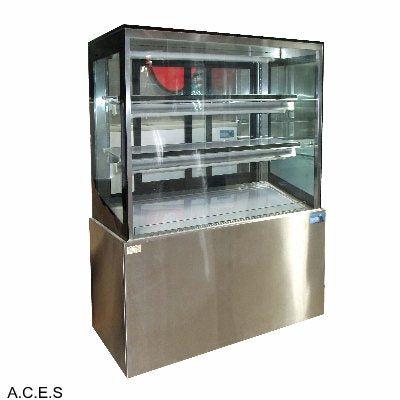MITCHEL BLACK 900mm straight glass cold cabinet-Auscaterquip