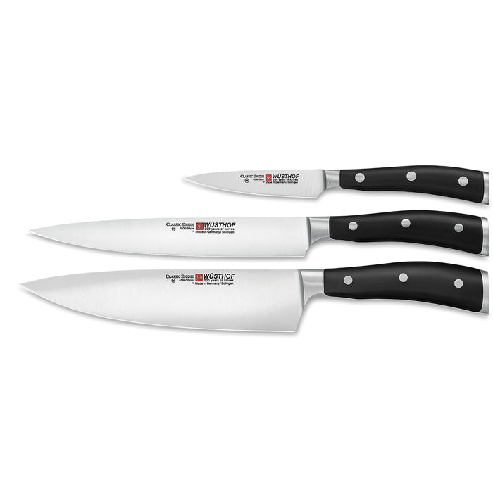 Wusthof CLASSIC IKON BLACK KNIFE SET 3 PIECE (1120360301W)