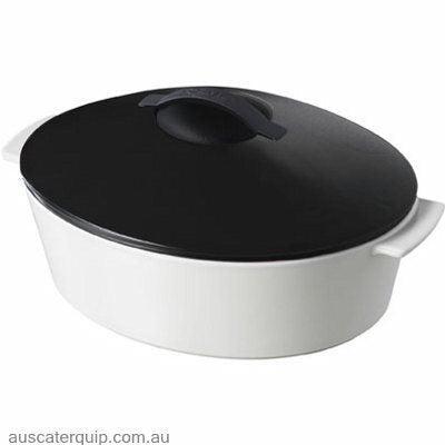 Revol REVOL REVOLUTION OVAL CASSEROLE W/LID BLACK 4.2lt-Auscaterquip