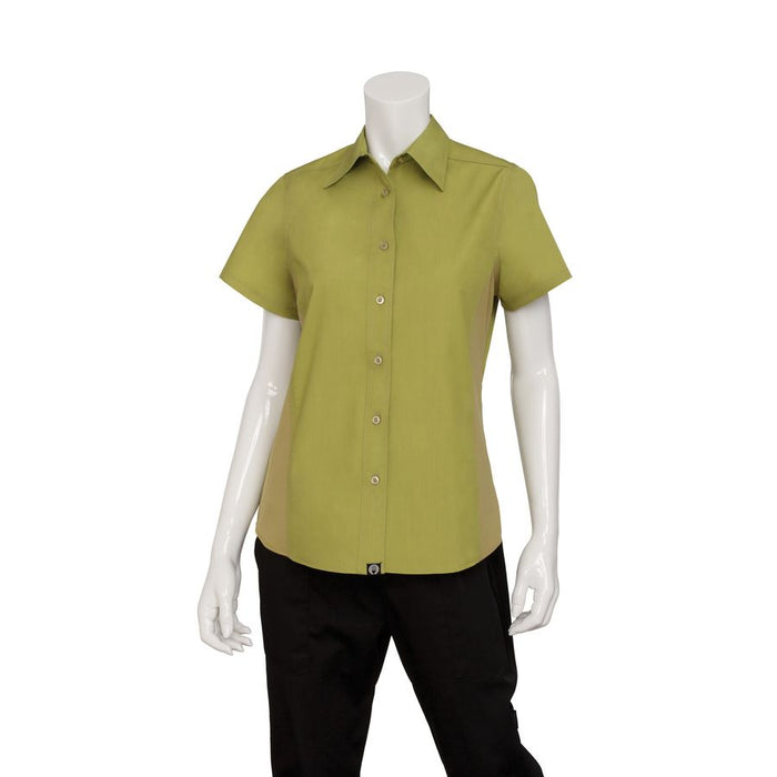 Men's Lime Universal Contrast Cook Shirt-Auscaterquip