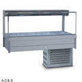 ROBAND SQUARE GLASS COLD FOOD BARS - REFRIGERATED COLD PLATE ONLY - DOUBLE ROW - 8 Pans-Auscaterquip