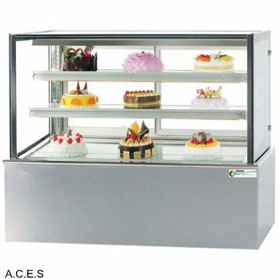 GREENLINE REFRIGERATED 3 Tier SQUARE GLASS CAKE DISPLAY 1500 mm-Auscaterquip
