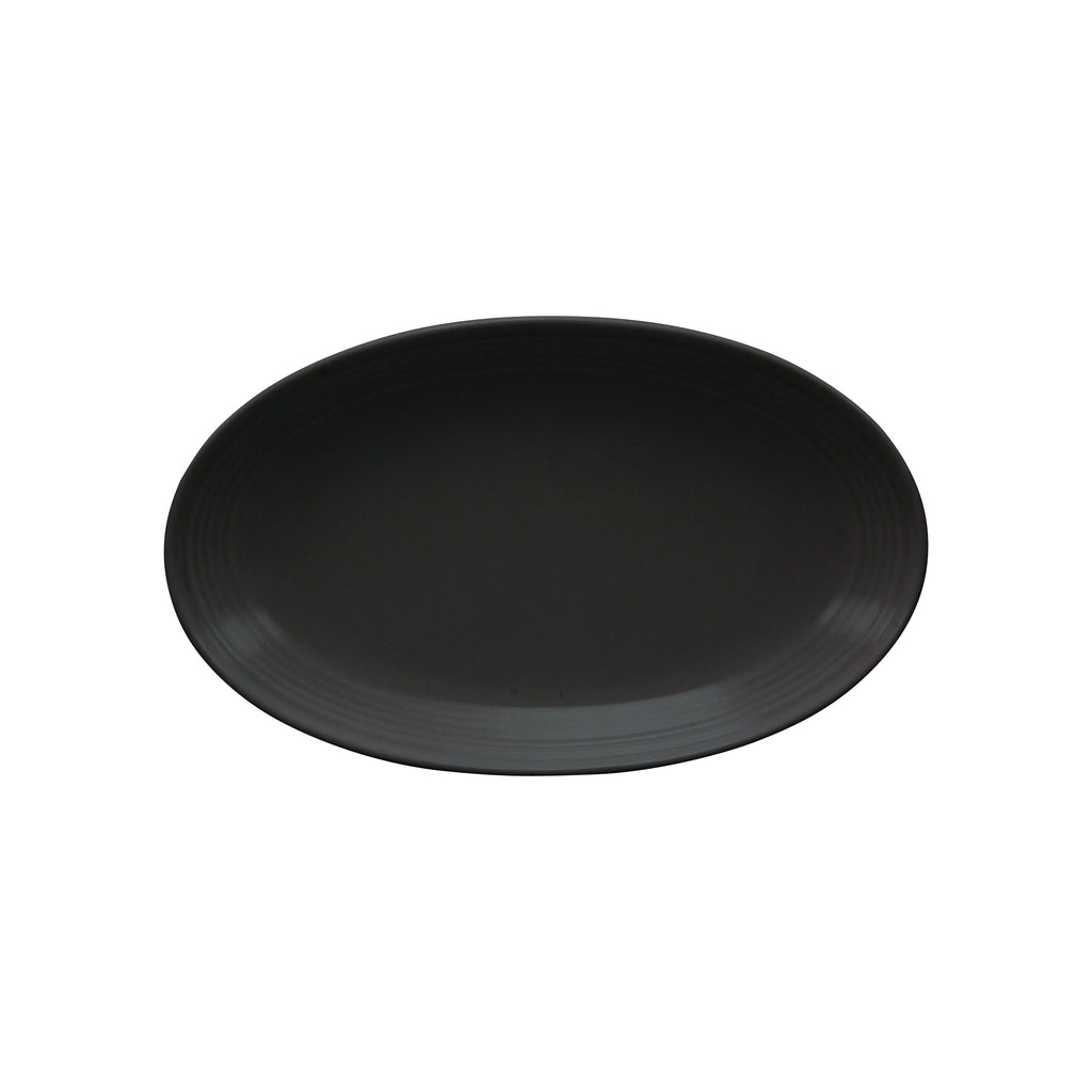 Rene Ozorio RIMMED OVAL PLATE-180mm AURA, MATT BLACK (304018)-Auscaterquip