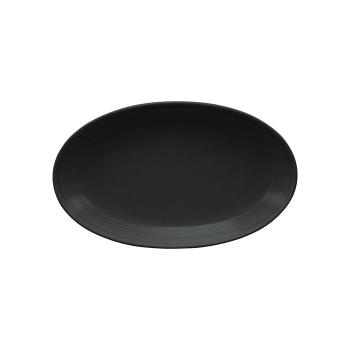 Rene Ozorio RIMMED OVAL PLATE-180mm AURA, MATT BLACK (304018)-Auscaterquip