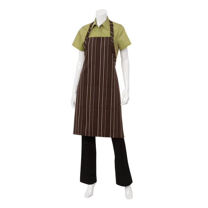 Brown/Cream Striped Bib Apron-Auscaterquip