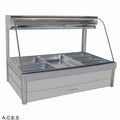 ROBAND CURVED GLASS COLD FOOD BARS - REFRIGERATED COLD PLATE & CROSS FIN COIL - DOUBLE ROW - 6 Pans-Auscaterquip