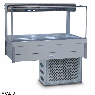ROBAND SQUARE GLASS COLD FOOD BARS - REFRIGERATED COLD PLATE ONLY - DOUBLE ROW - 6 Pans-Auscaterquip
