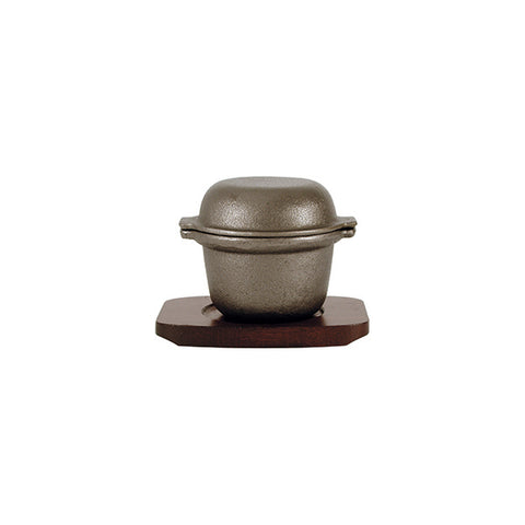 Moda  GARLIC PRAWN POT-CAST IRON | W/WOOD BASE | 115x90mm  (Each)