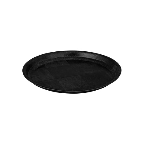 Trenton  ROUND TRAY-W/WOOD, 300mm Ø BLACK (Each)