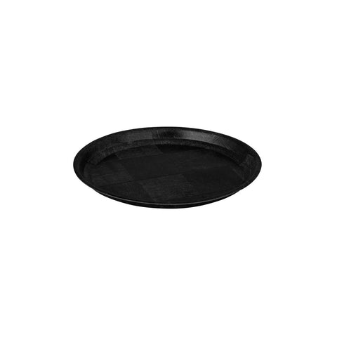 Trenton  ROUND TRAY-W/WOOD, 250mm Ø BLACK (Each)