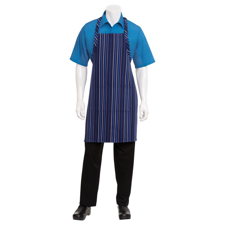 Navy/French Blue/White Striped Bib Apron-Auscaterquip