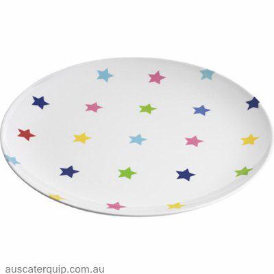 JAB MULTICOLOUR STARS ON WHITE ROUND COUPE PLATE 250mm-Auscaterquip