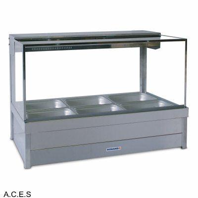 ROBAND SQUARE GLASS HOT FOOD DISPLAY BARS - DOUBLE ROW - 6 Pans-Auscaterquip