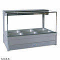 ROBAND SQUARE GLASS HOT FOOD DISPLAY BARS - DOUBLE ROW - 6 Pans-Auscaterquip