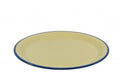 JAB JAB VINTAGE YELLOW/BLUE RIM ENAMEL LOOK ROUND PLATE 255mm (x6)