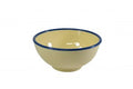 JAB JAB VINTAGE YELLOW/BLUE RIM ENAMEL LOOK ROUND BOWL 150x70mm (x6)