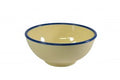 JAB JAB VINTAGE YELLOW/BLUE RIM ENAMEL LOOK ROUND BOWL 175x80mm (x6)
