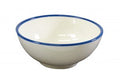 JAB JAB VINTAGE CREAM/BLUE RIM ENAMEL LOOK ROUND BOWL 175x80mm (x6)
