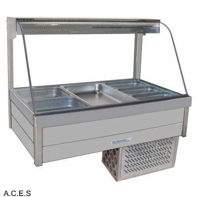 ROBAND CURVED GLASS COLD FOOD BARS - REFRIGERATED COLD PLATE ONLY - DOUBLE ROW - 6 Pans-Auscaterquip