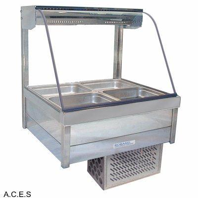 ROBAND CURVED GLASS COLD FOOD BARS - REFRIGERATED COLD PLATE ONLY - DOUBLE ROW - 4 Pans-Auscaterquip
