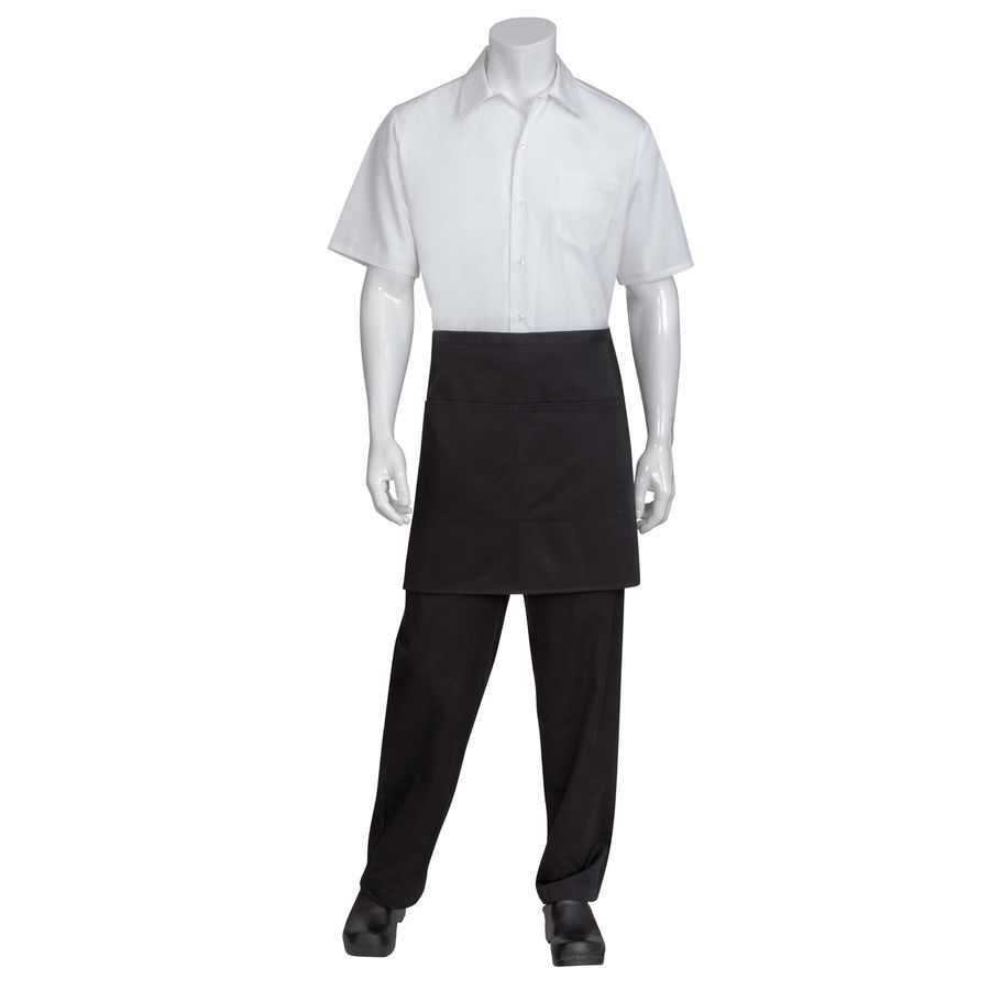 Black Wide 1/2 Bistro Patch Pocket Apron-Auscaterquip