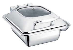 Chef Inox DELUXE CHAFER-Stainless Steel, RECT, 1/2 SIZE W/GLASS LID