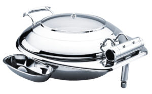 Chef Inox DELUXE CHAFER-18/8, ROUND, LARGE W/GLASS LID