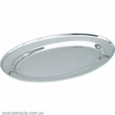 Chef Inox PLATTER-OVAL - Stainless Steel 400mm ROLLED EDGE (x1)