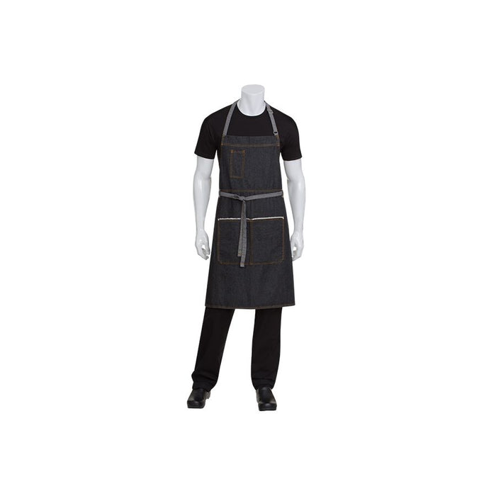 Bronx Black Denim Bib Apron-Auscaterquip