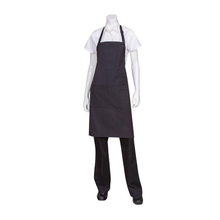 Black/White Fine Stripe Bib Apron-Auscaterquip
