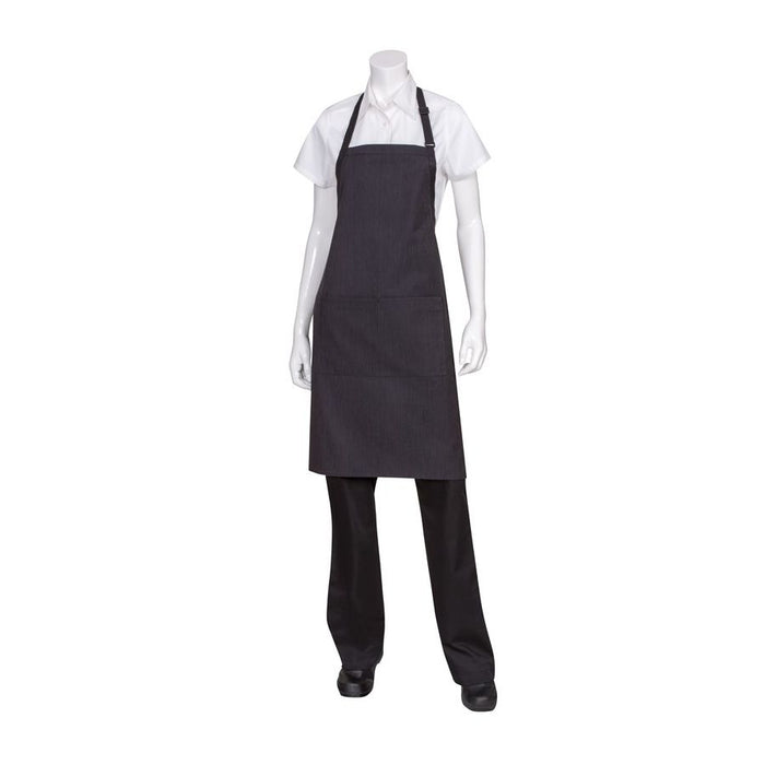 Black/White Fine Stripe Bib Apron-Auscaterquip