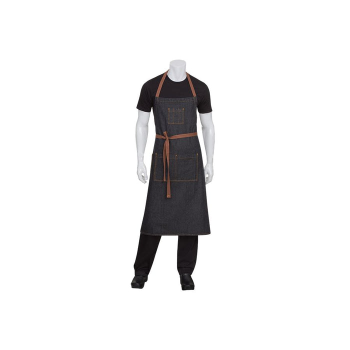 Memphis Black Denim Bib Apron-Auscaterquip